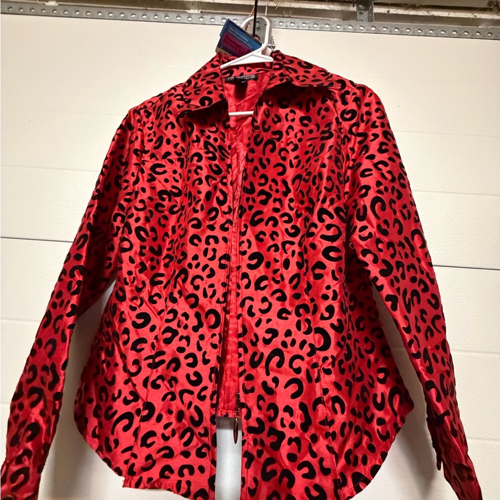 Leopard Print Red Blazer